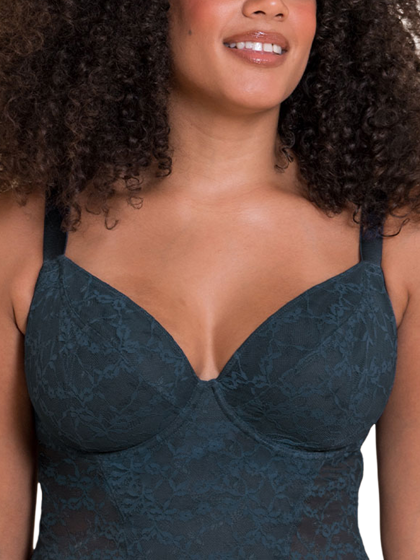 Product image 4 of 7, which shows Curvy Kate All Night Lace Body, Denim Blue, 32DD