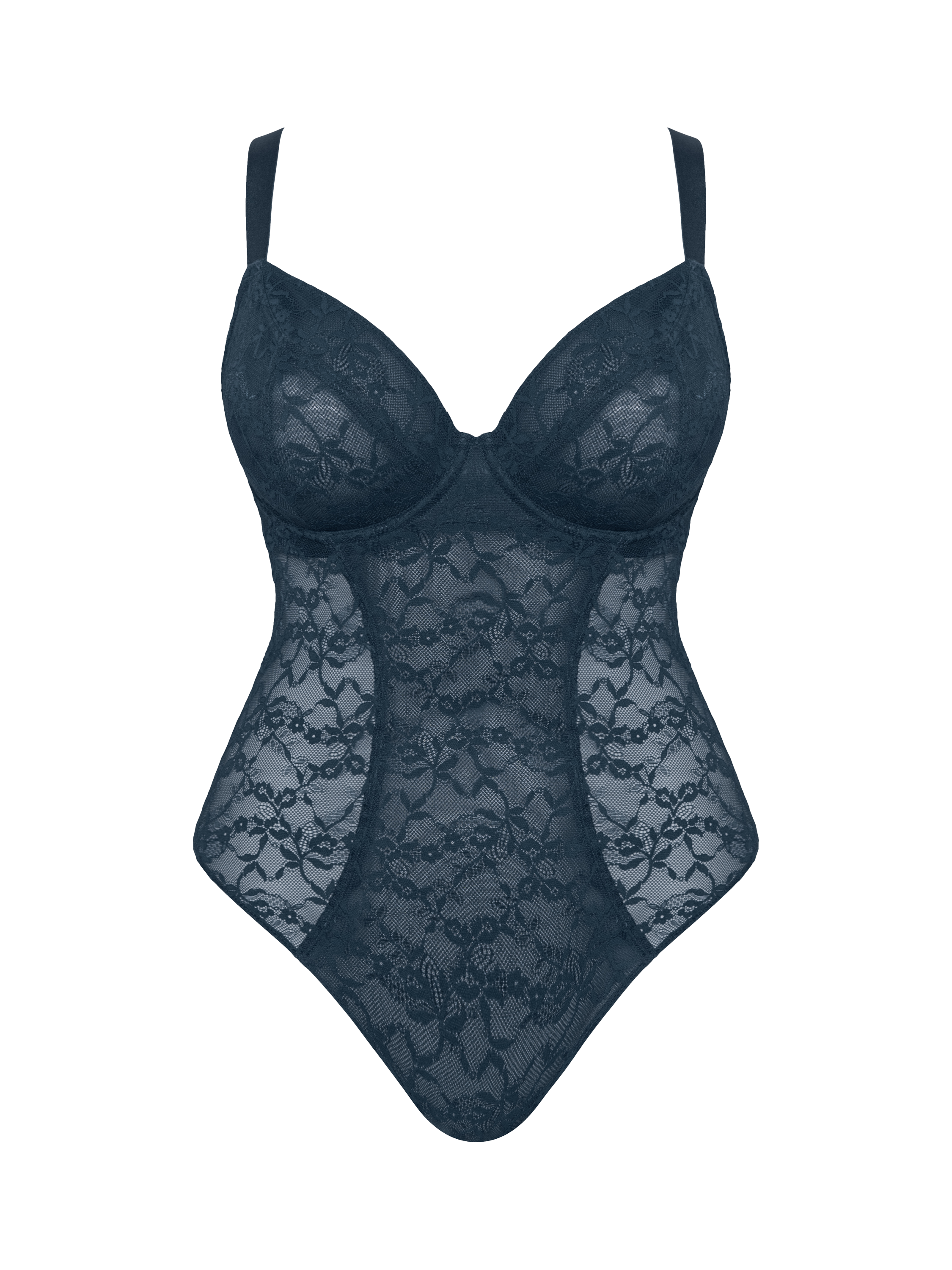 Product image 7 of 7, which shows Curvy Kate All Night Lace Body, Denim Blue, 32DD