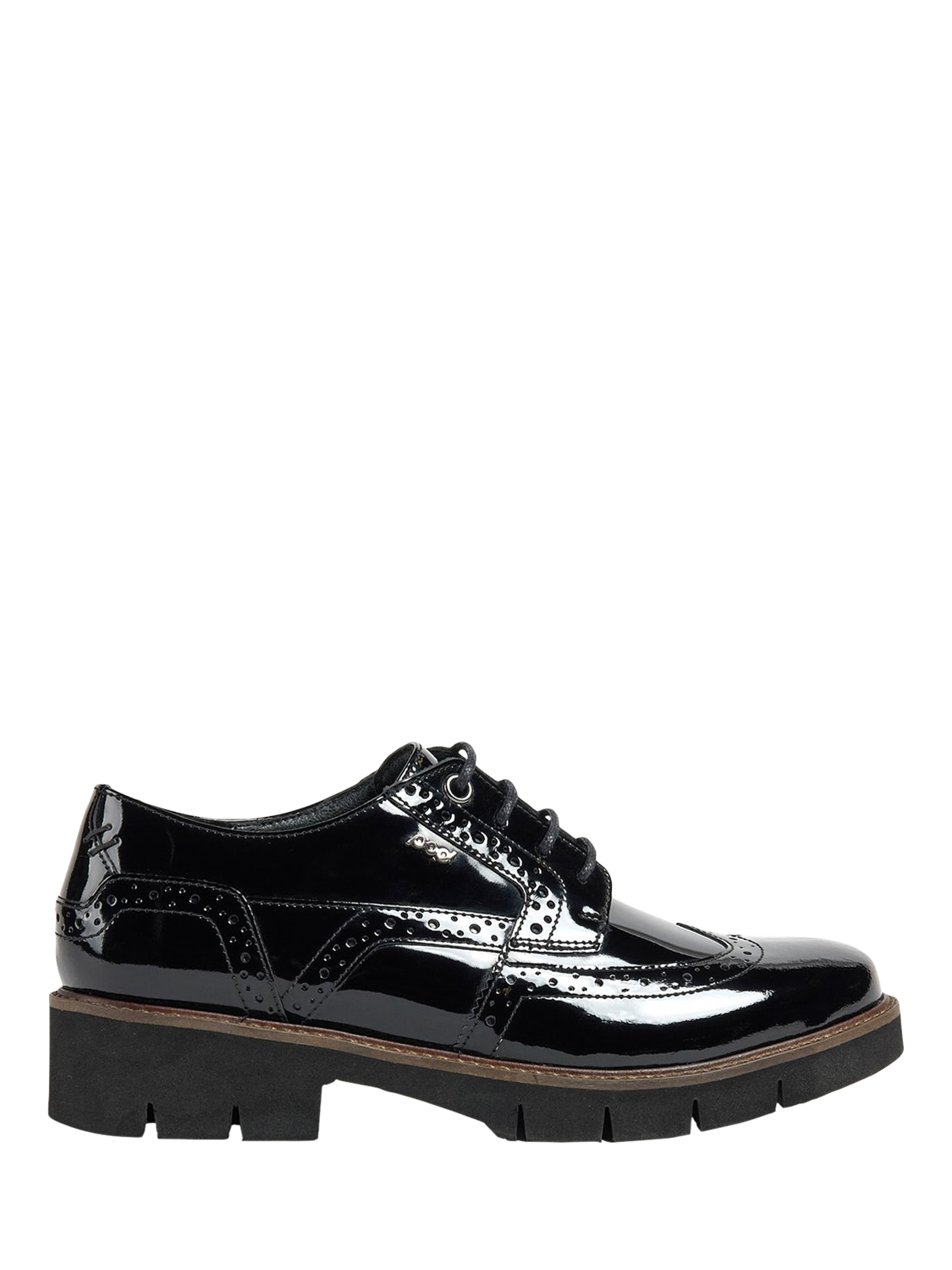 Product image 1 of 3, which shows Pod Kacey Patent Leather Lace Up Brogues, Black, 3