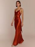 Rewritten Brooklyn Satin Slip Maxi Dress, Burnt Orange