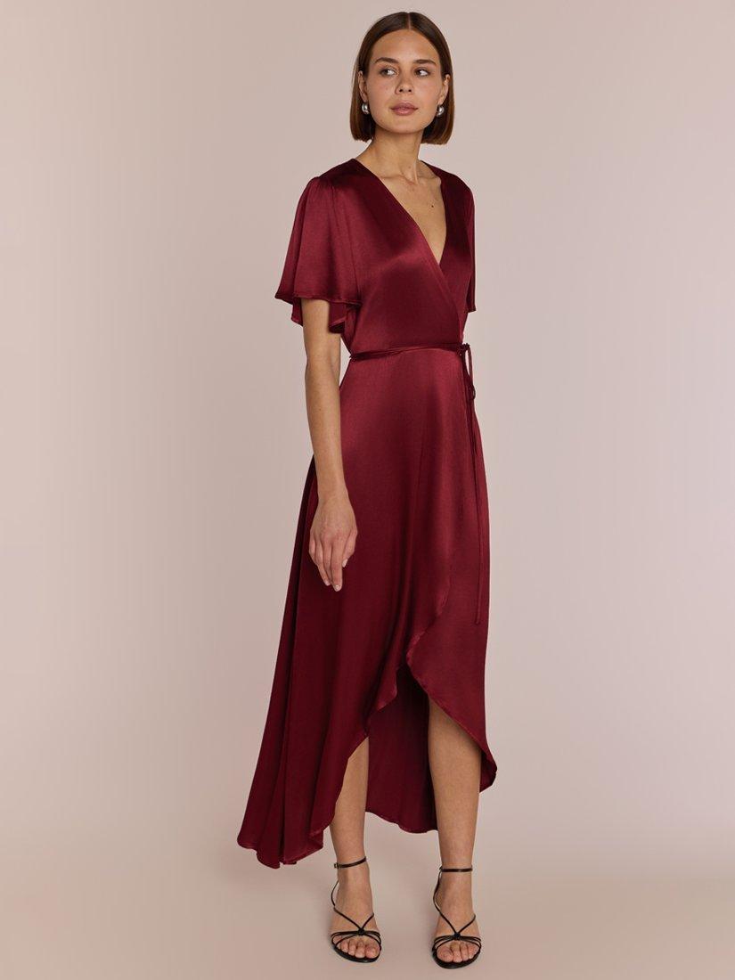 Product image 2 of 5, which shows Rewritten Florence Satin Wrap Dress, Chianti, 8