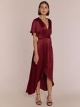 Rewritten Florence Satin Wrap Dress, Chianti