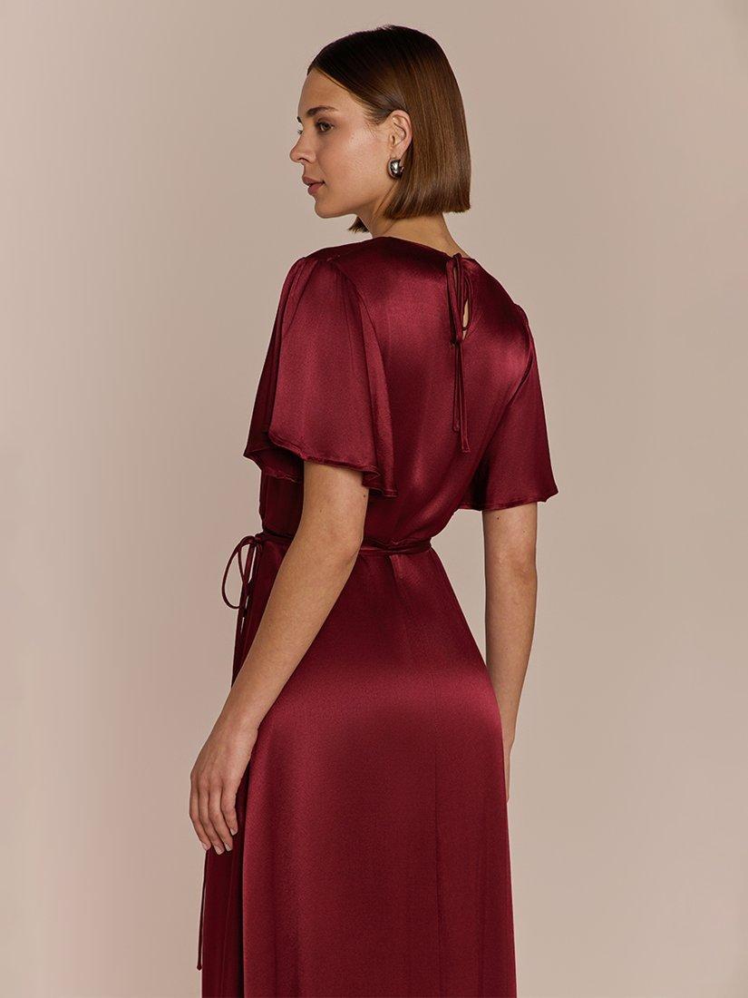 Product image 3 of 5, which shows Rewritten Florence Satin Wrap Dress, Chianti, 8