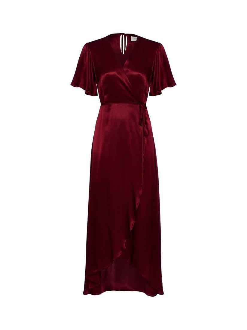 Product image 5 of 5, which shows Rewritten Florence Satin Wrap Dress, Chianti, 8