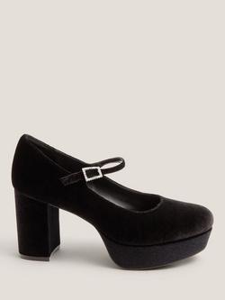 Monsoon Polly Velvet Platform Mary Janes, Black, Black