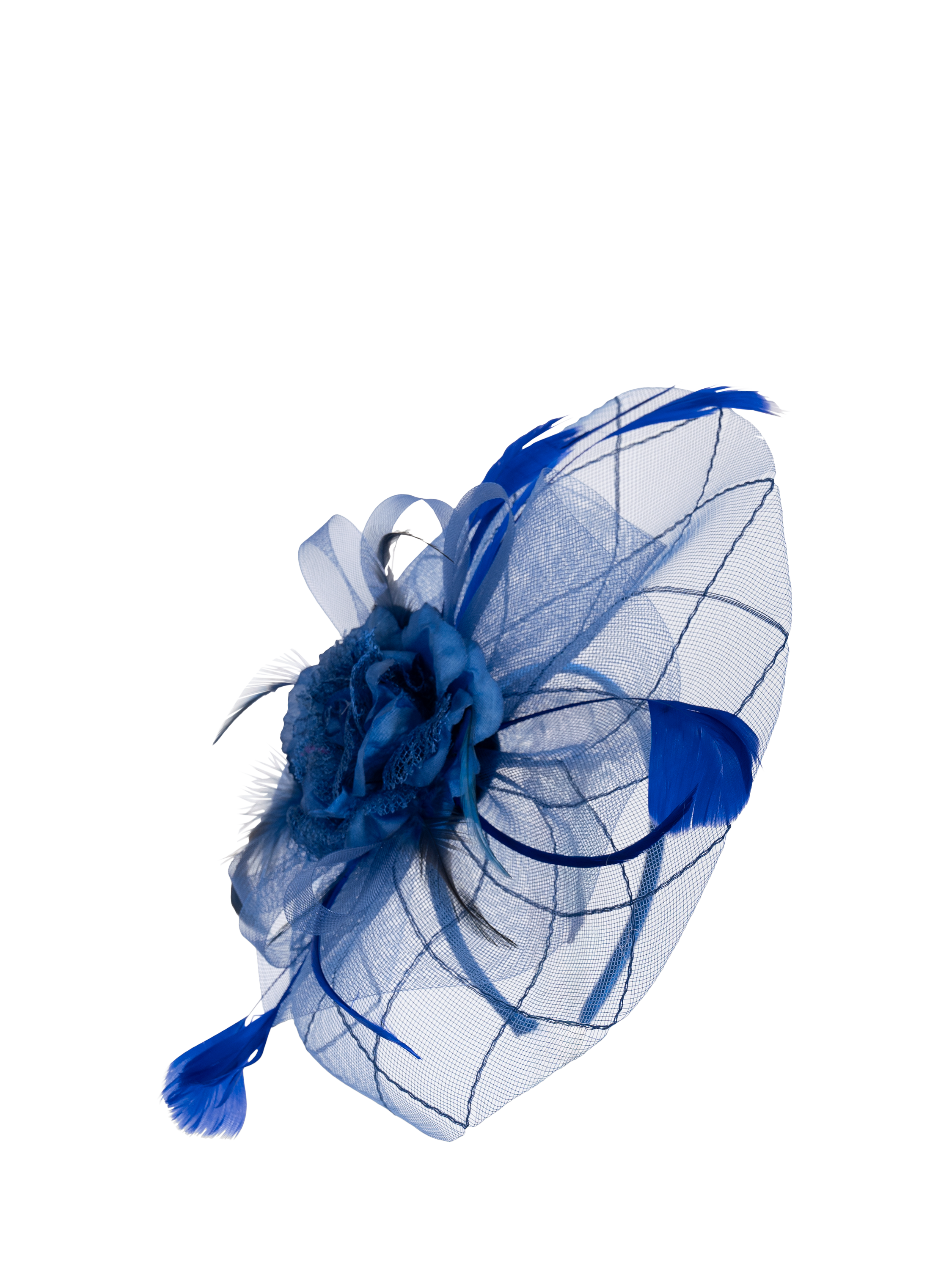 Product image 2 of 3, which shows chesca Rose Flower Fascinator, Cobalt Blue