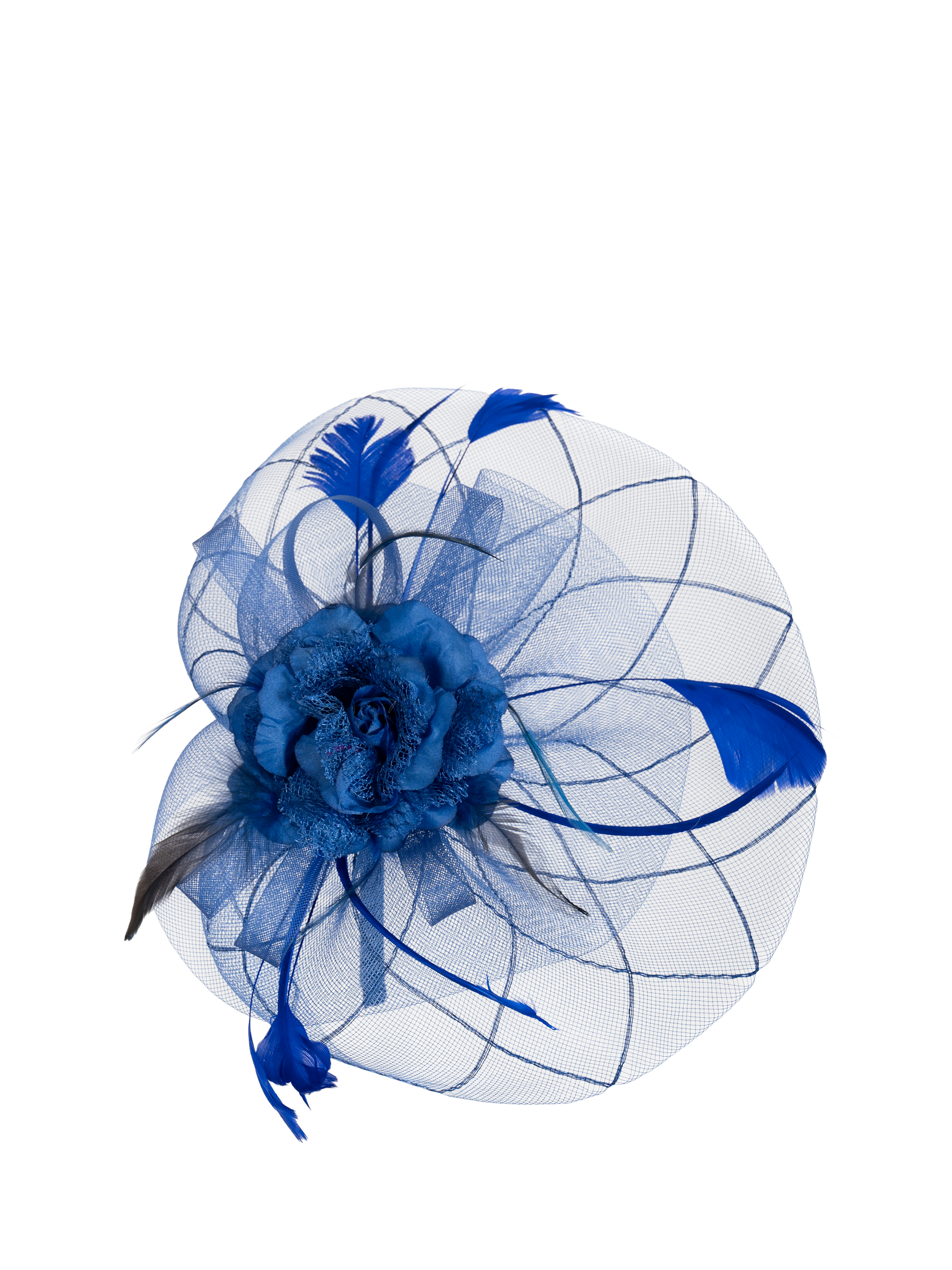Product image 3 of 3, which shows chesca Rose Flower Fascinator, Cobalt Blue
