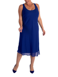 chesca Bias Cut Chiffon Dress, Cobalt Blue