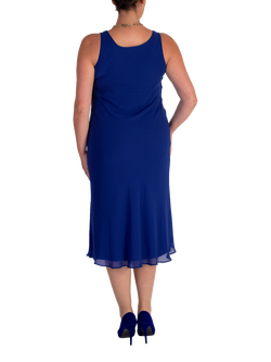 chesca Bias Cut Chiffon Dress, Cobalt Blue - view 2, Cobalt Blue