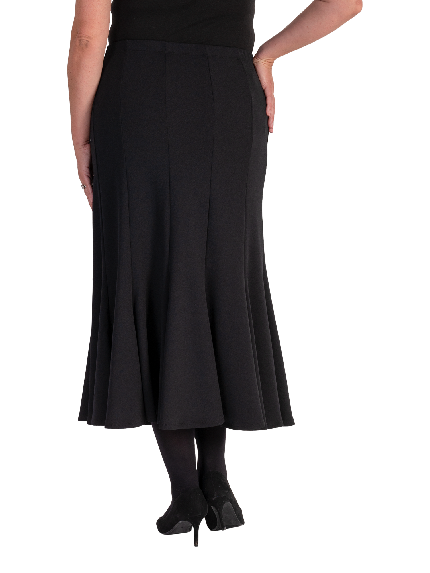 Product image 2 of 7, which shows chesca Scuba Crepe Panelled Skirt, Black, 12-14