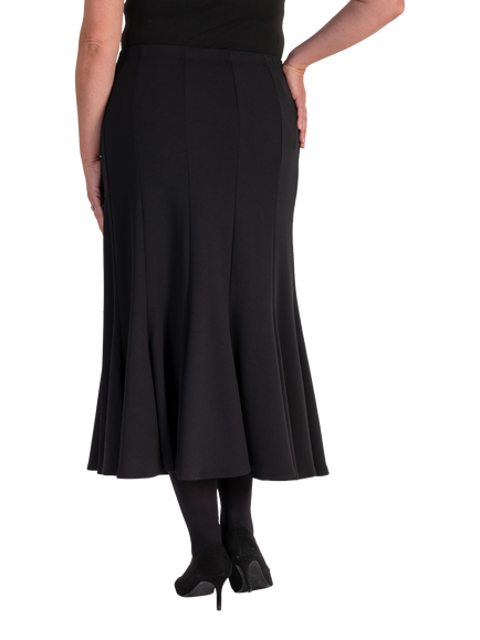 chesca Scuba Crepe Panelled Skirt, Black - view 2, Black
