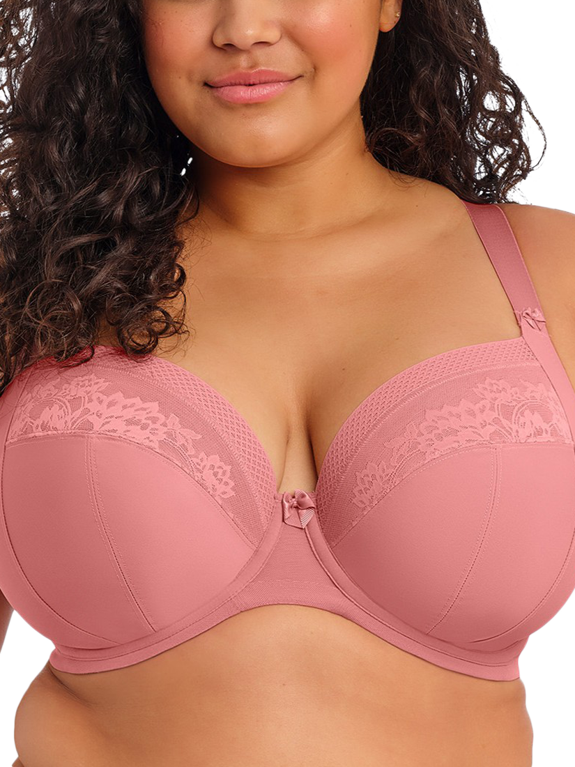 Product image 1 of 4, which shows Elomi Nerina Plus Size Underwire Plunge Bra , Dusty Rose, 34F