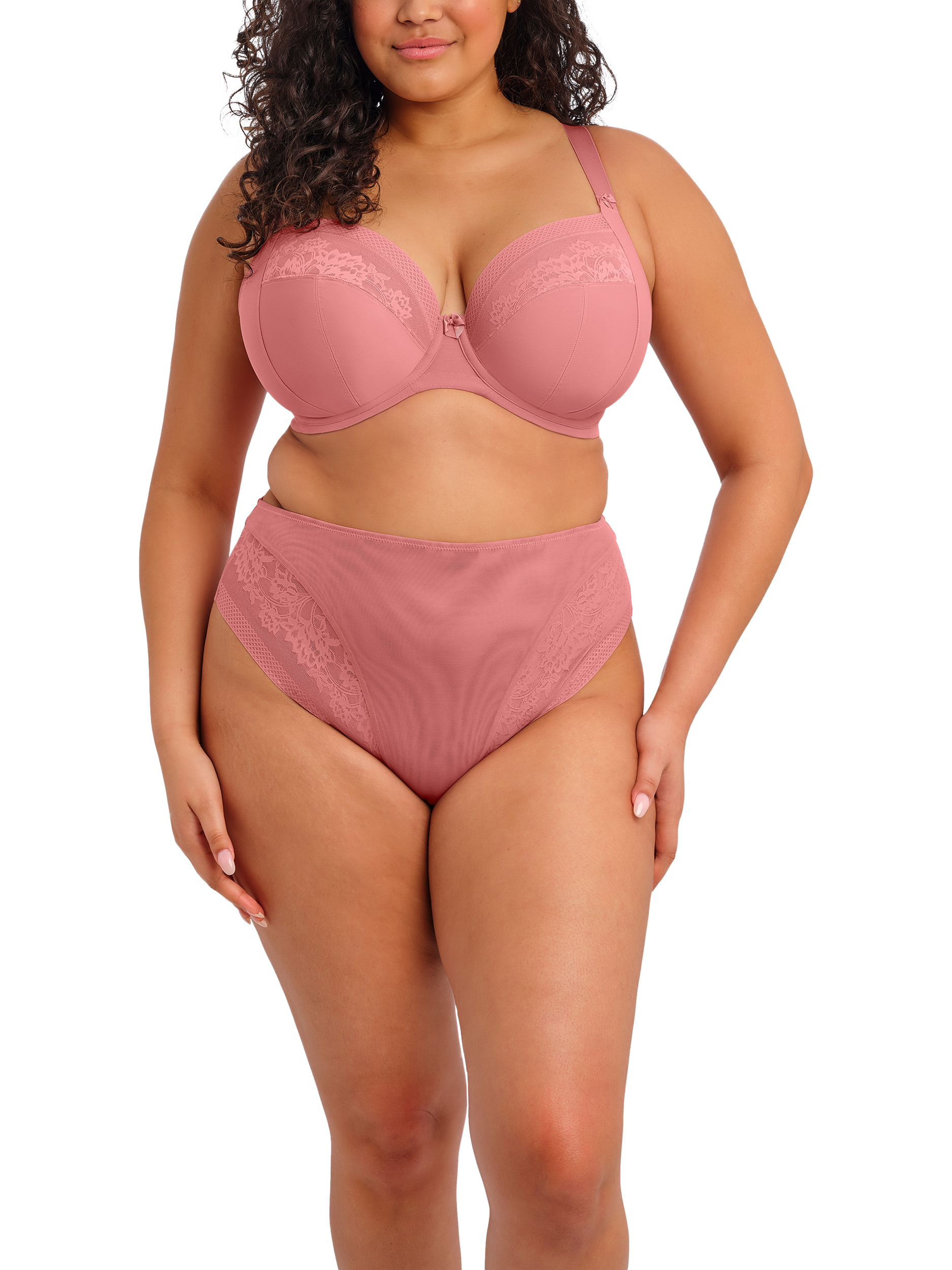 Product image 3 of 4, which shows Elomi Nerina Plus Size Underwire Plunge Bra , Dusty Rose, 34F