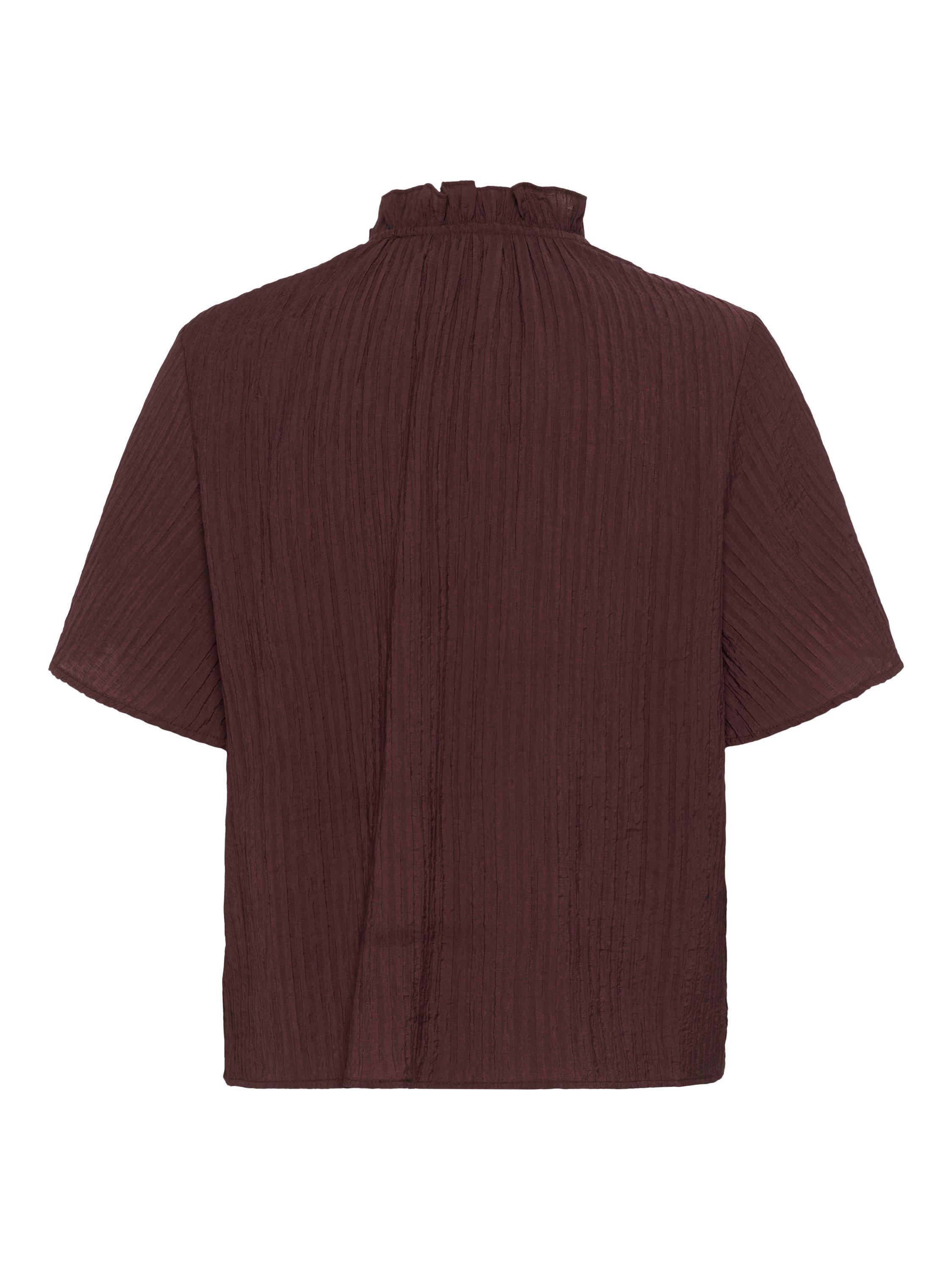 Product image 6 of 6, which shows KAFFE KAlianna Short Sleeve Tie Neck Blouse, Fudge, 8