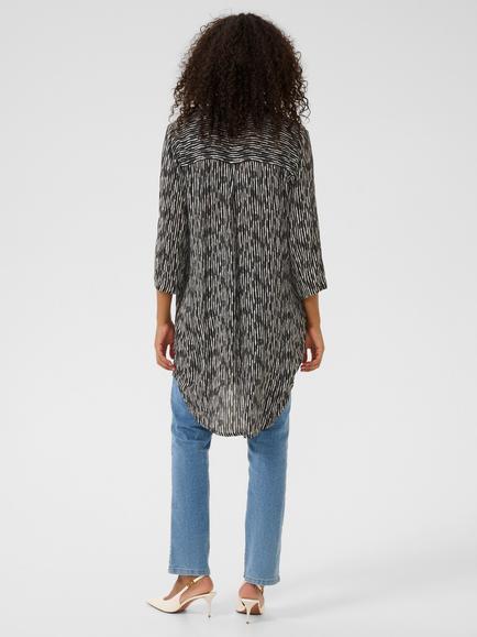 KAFFE Jessi Amber Longline Shirt, Black/Chalk - view 2, Black/Chalk