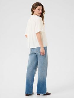 KAFFE KAlianna Short Sleeve Tie Neck Blouse - view 2, Chalk