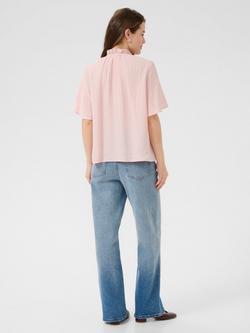 KAFFE KAlianna Short Sleeve Tie Neck Blouse - view 2, Lotus
