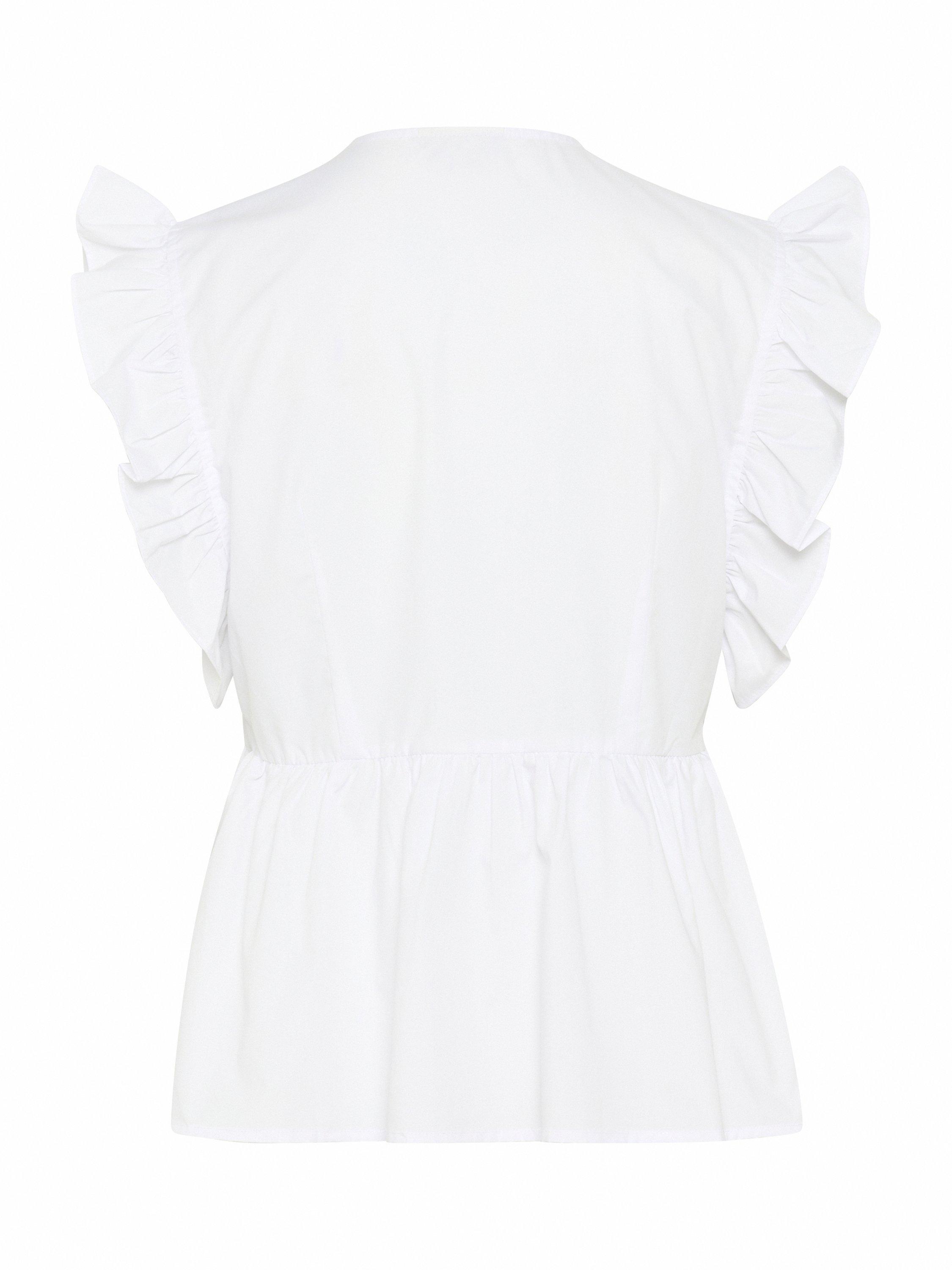 Product image 6 of 6, which shows KAFFE KAgerid V-Neck Cap Sleeve Flounce Top, White, 8