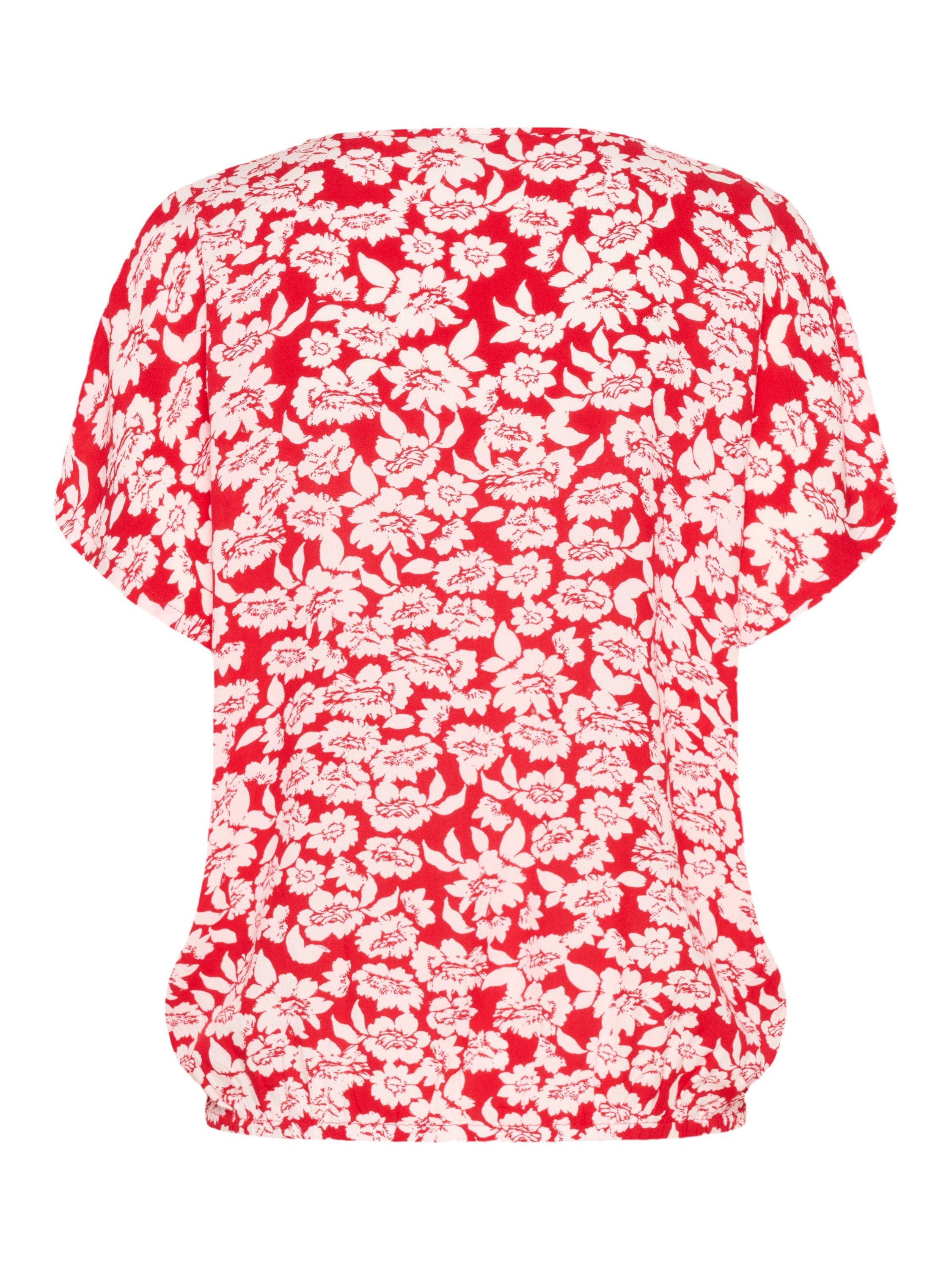 Product image 5 of 5, which shows KAFFE KABeathe Round Neck Short Sleeve Blouse, True Red/Chalk, 8