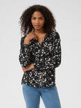 KAFFE KAbeathe Abstract Print V-Neck Long Sleeve Blouse
