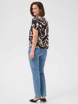 KAFFE KAbeathe Round Neck Short Sleeve Blouse - view 2, Black/Multi