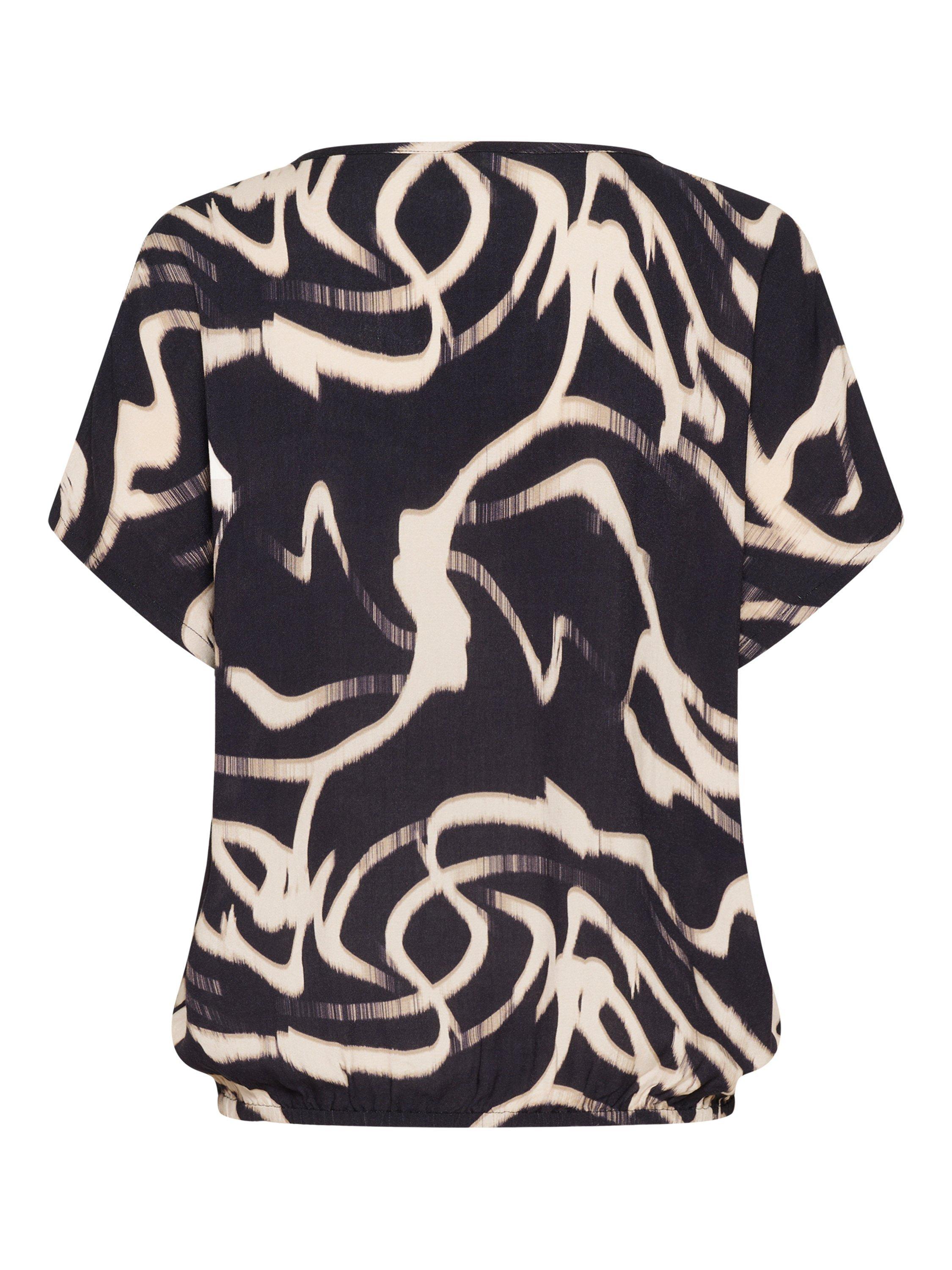 Product image 6 of 6, which shows KAFFE KAbeathe Round Neck Short Sleeve Blouse, Black/Multi, 8