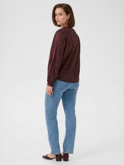 KAFFE KAbeathe Floral V-Neck Long Sleeve Blouse - view 2, Fudge/Black