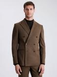 Moss Tailored Fit Flannel Double Breasted Suit Jacket, Brown