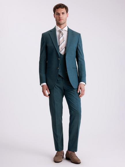 Moss Tailored Fit Flannel Suit Jacket, Teal - view 2, Teal