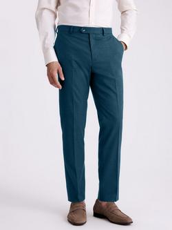 Moss Tailored Fit Flannel Suit Trousers, Teal, Teal