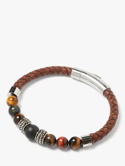Simon Carter Jacob Beaded Leather Bracelet, Brown/Multi