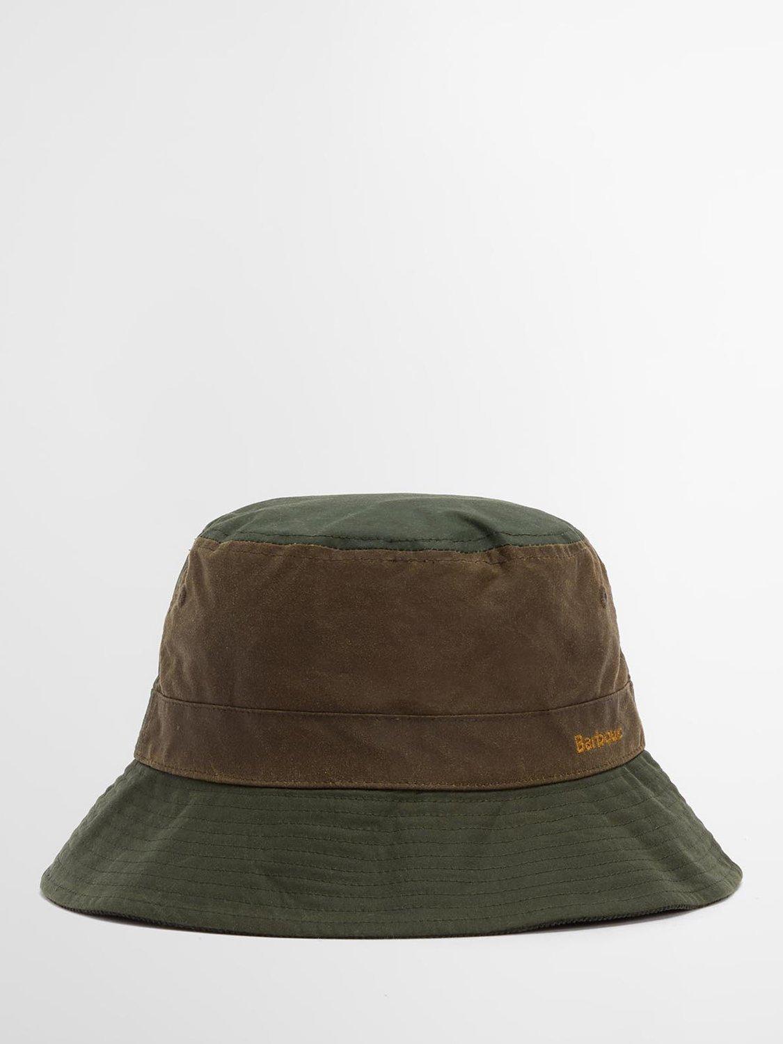 Barbour Brackley Waxed Cotton Bucket Hat, Khaki/Brown
