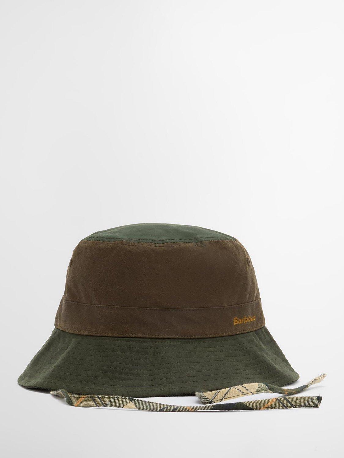 Barbour Brackley Waxed Cotton Bucket Hat, Khaki/Brown