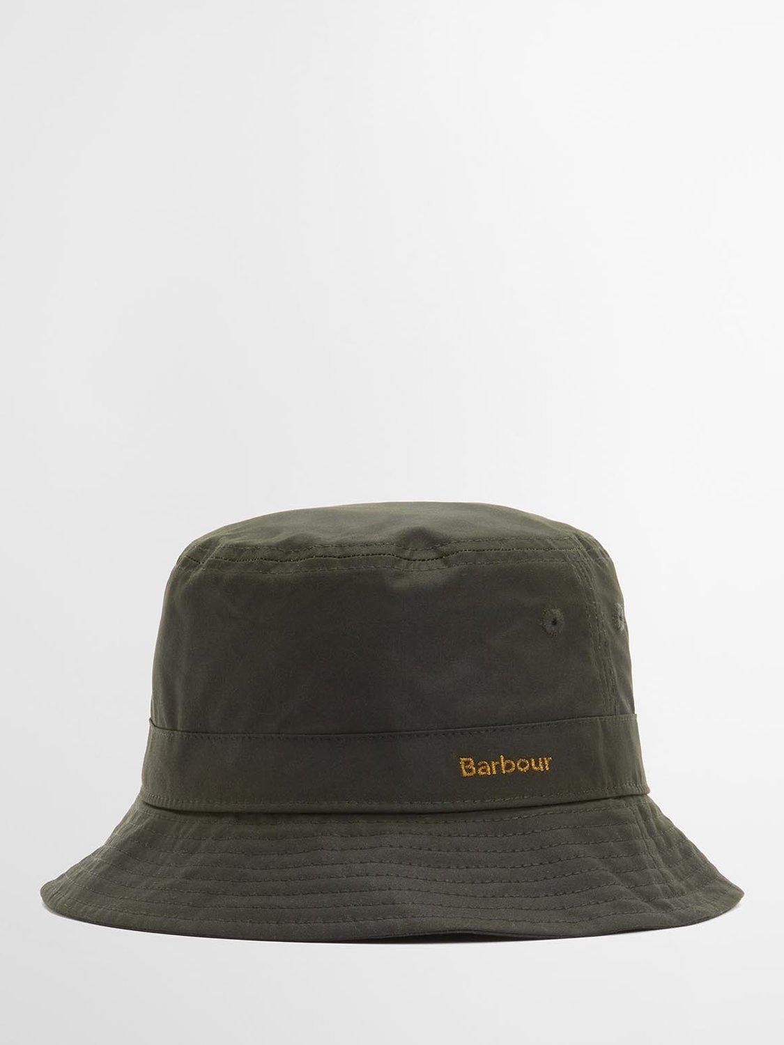 Product image 3 of 6, which shows Barbour Belsay Waxed Cotton Bucket Hat, Khaki, S
