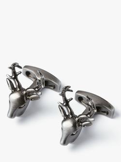 Simon Carter Stag Head Cufflinks, Gunmetal, Gunmetal