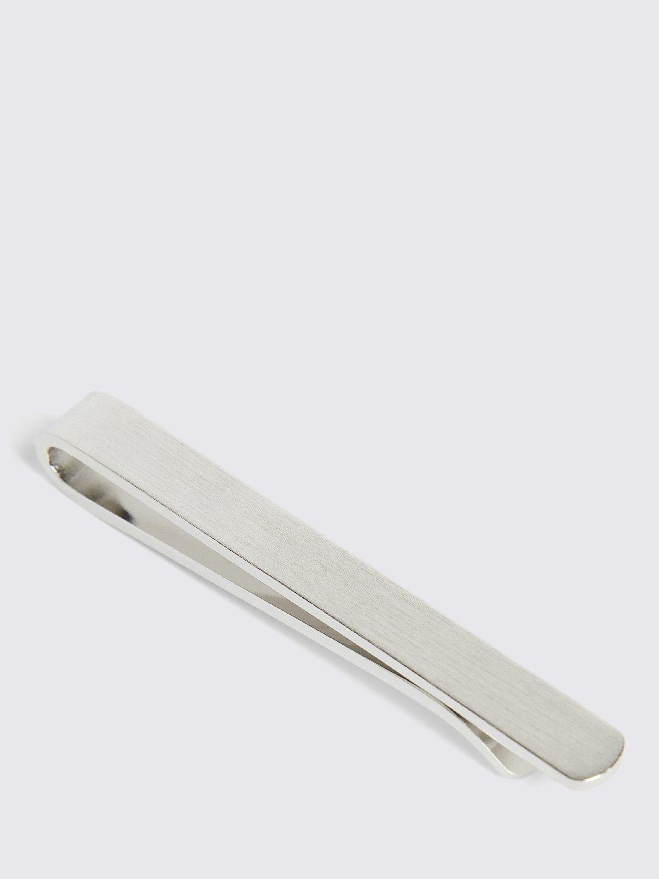 Product image 1 of 2, which shows Moss Brushed Gold Plated Tie Bar, Grey
