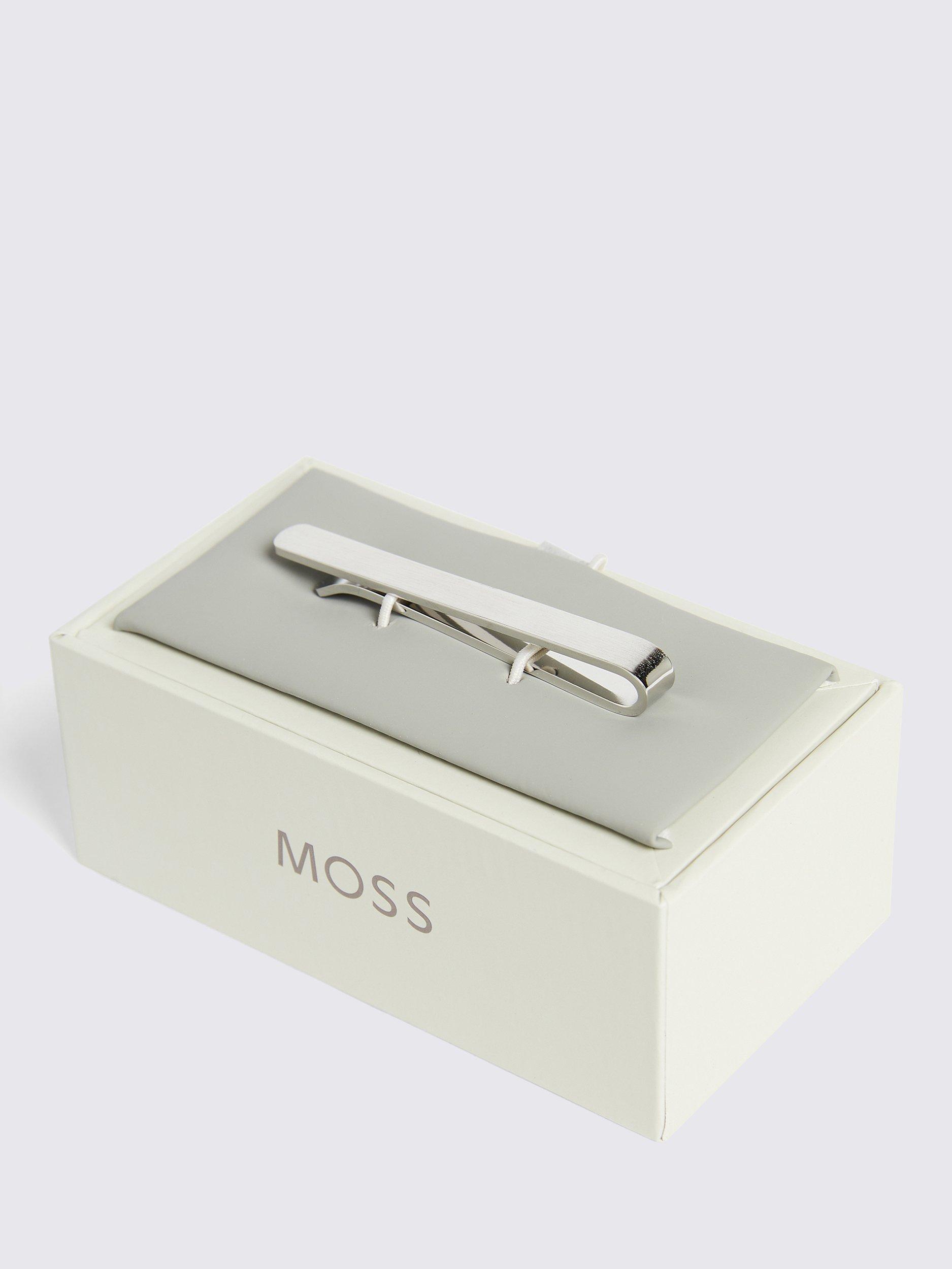 Product image 2 of 2, which shows Moss Brushed Gold Plated Tie Bar, Grey