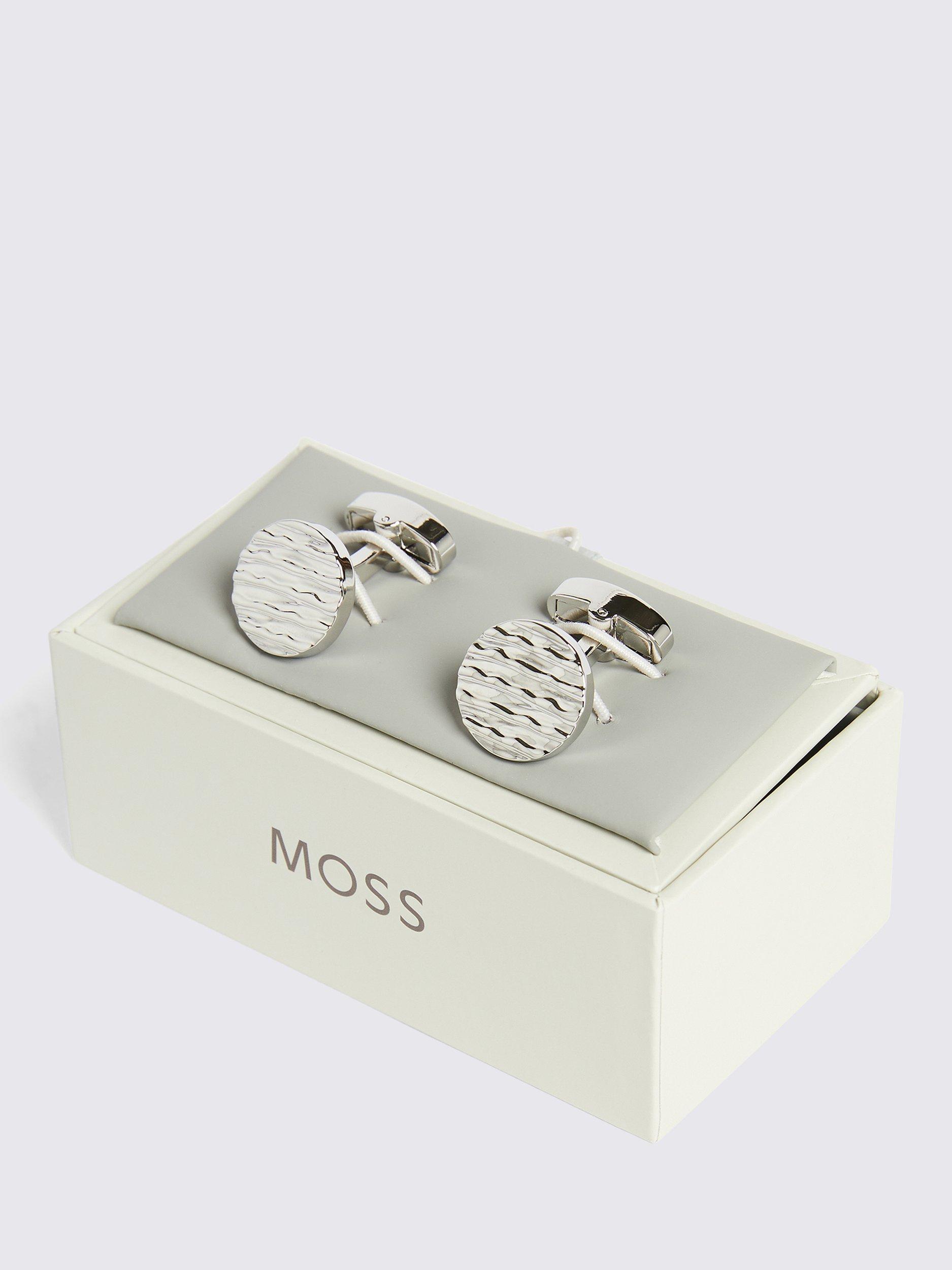 Product image 2 of 2, which shows Moss Textured Effect Cufflinks, Grey, Grey