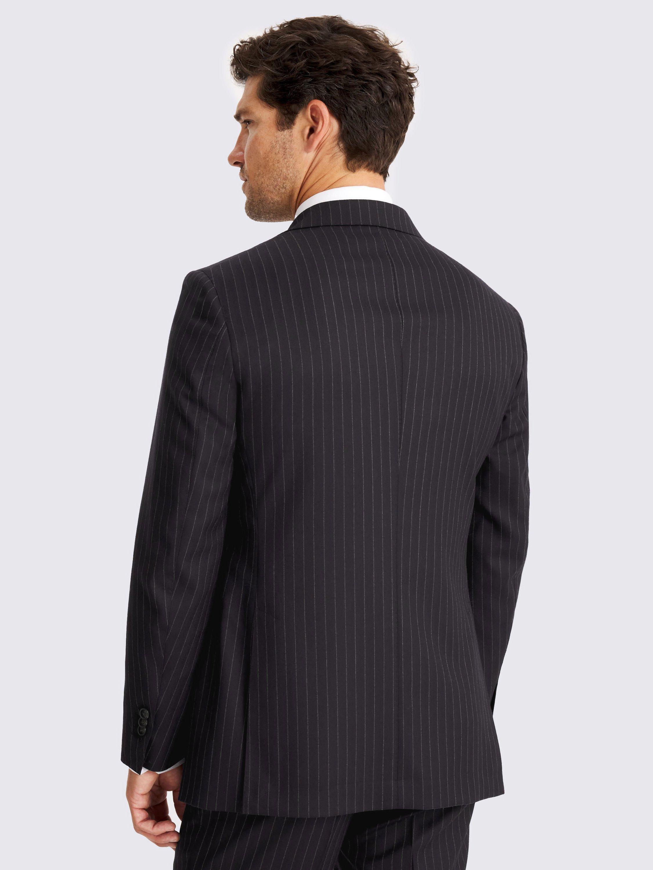 Product image 2 of 5, which shows Moss x Barberis Striped Tailored Fit Wool Suit Jacket, Blue, 36S