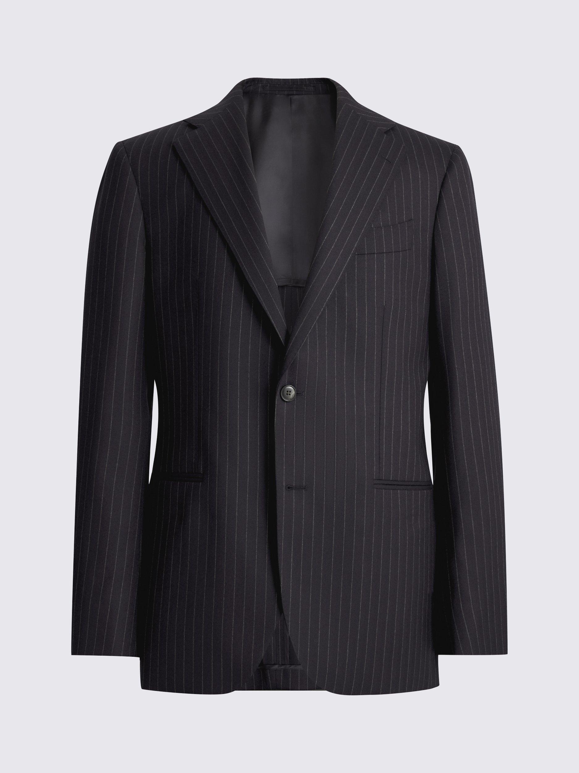 Product image 5 of 5, which shows Moss x Barberis Striped Tailored Fit Wool Suit Jacket, Blue, 36S