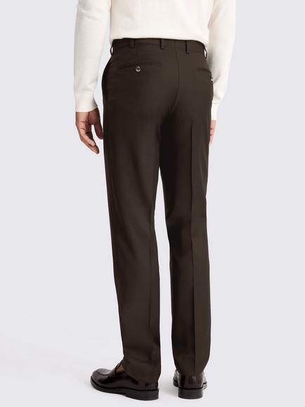 Moss x Barberis Tailored Fit Wool Suit Trousers, Brown - view 2, Brown