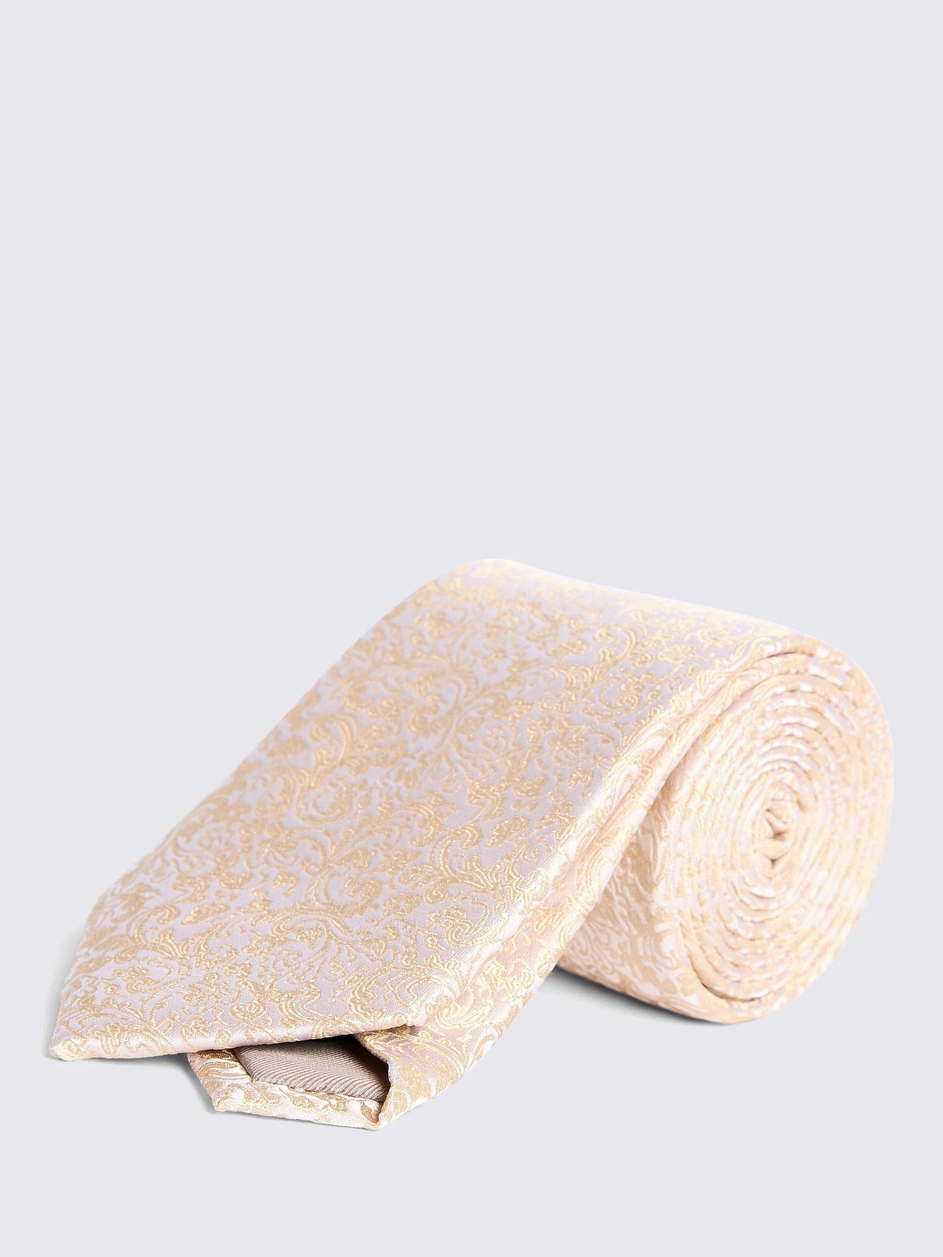 Product image 1 of 2, which shows Moss Silk Floral Swirl Tie, Yellow