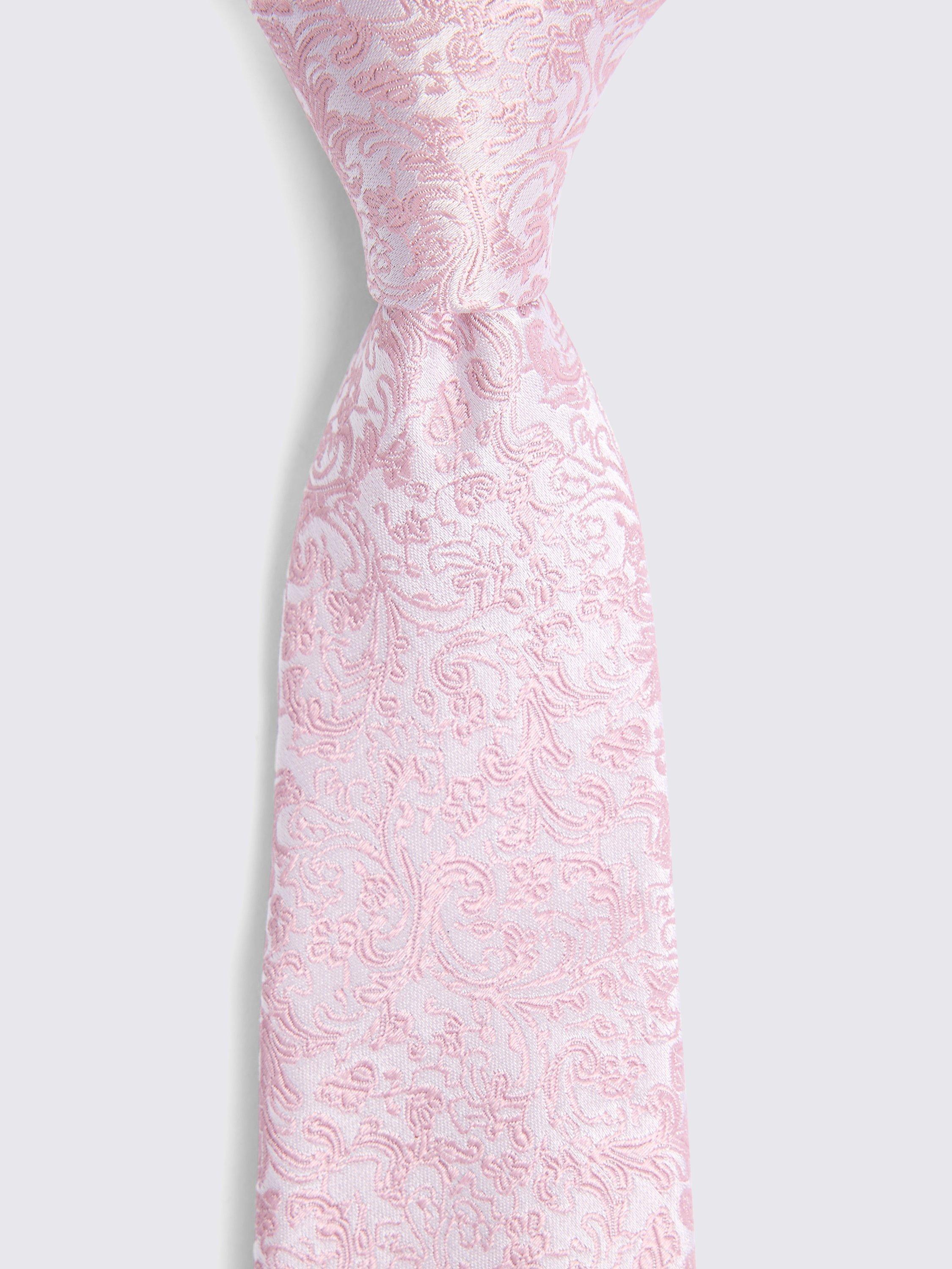 Product image 2 of 2, which shows Moss Floral Swirl Silk Tie, Pink