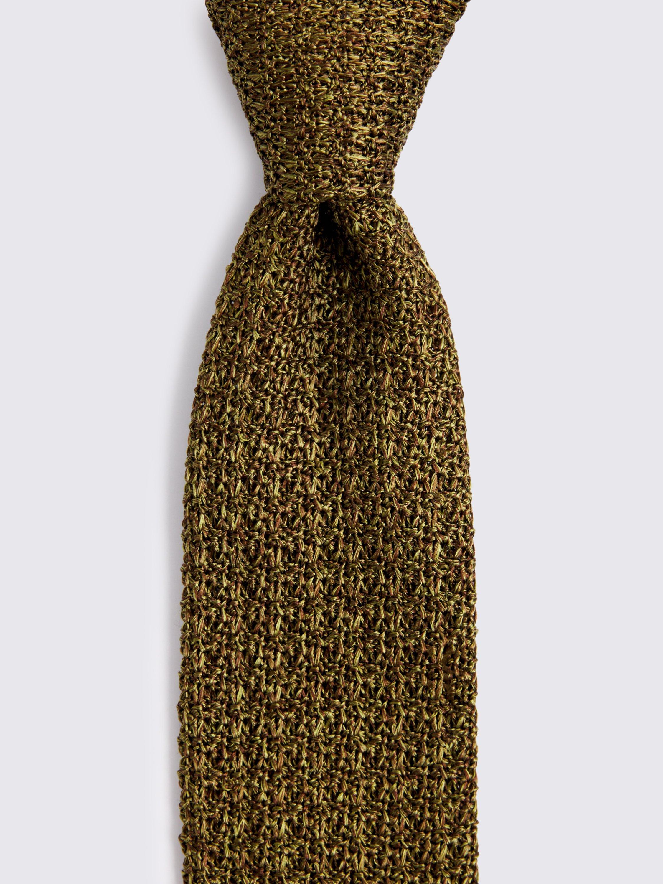 Product image 2 of 2, which shows Moss Italian-Made Silk Knitted Tie, Green