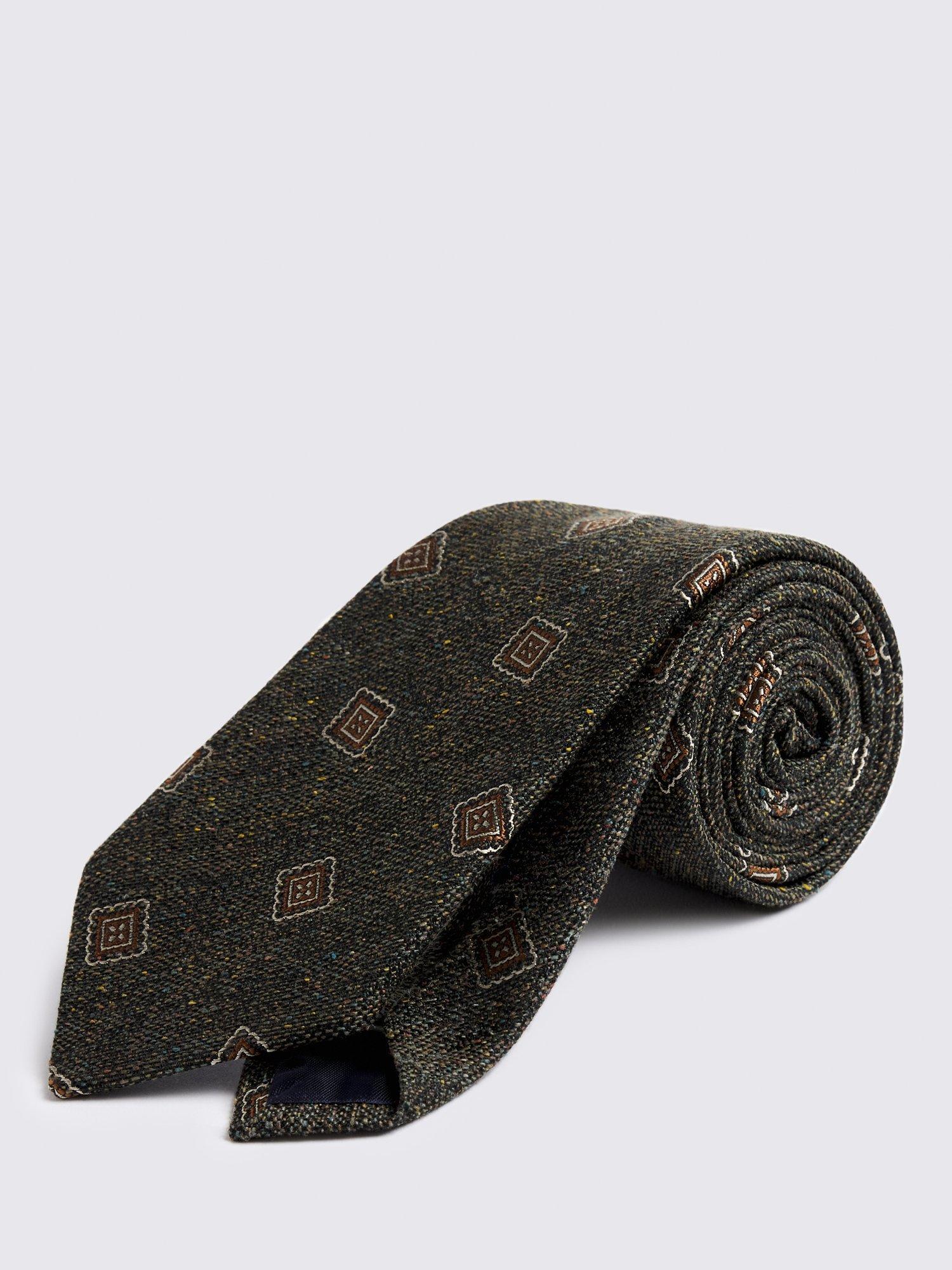Product image 1 of 2, which shows Moss Italian Made Silk Medallion Tie, Green