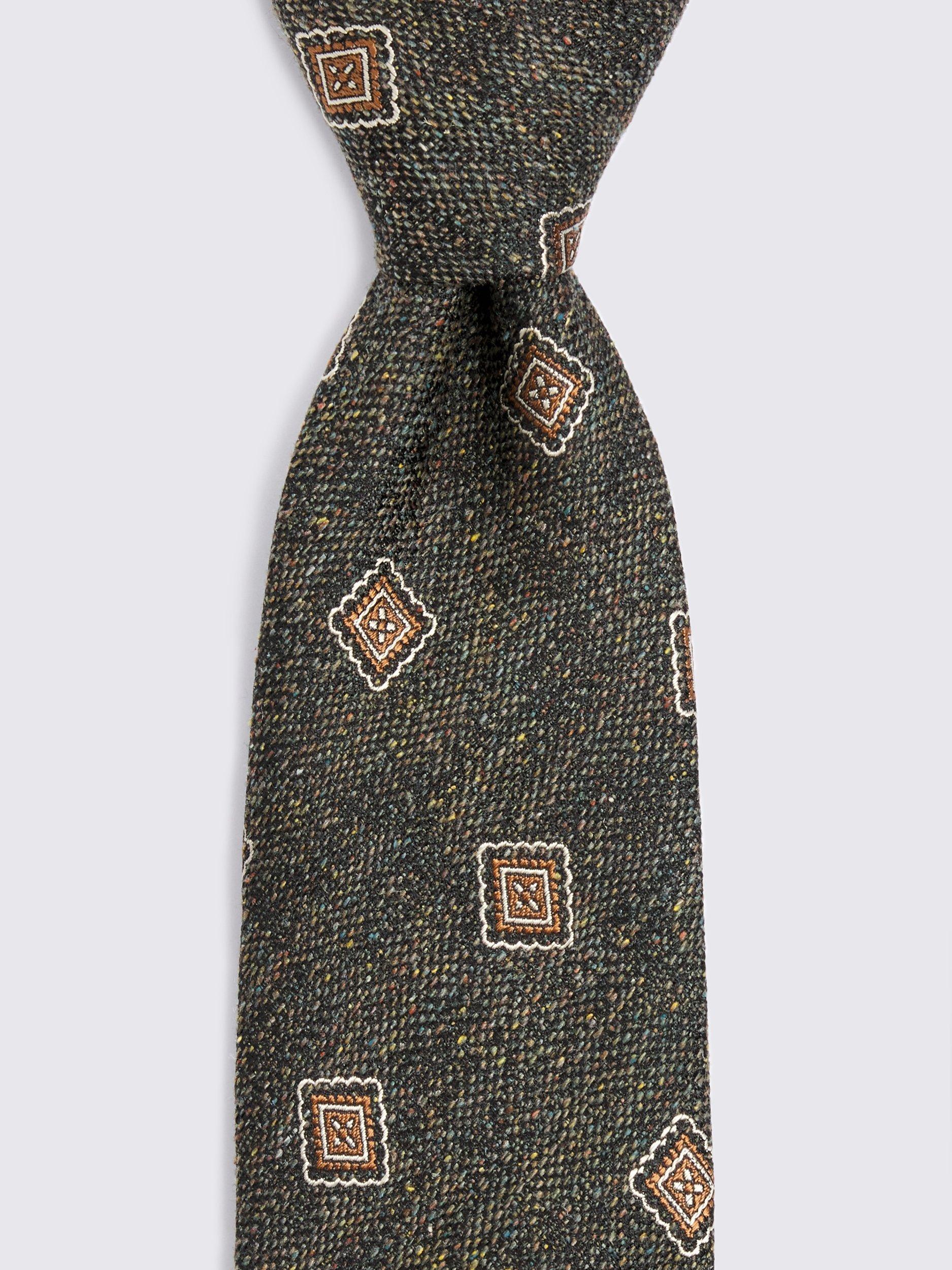 Product image 2 of 2, which shows Moss Italian Made Silk Medallion Tie, Green