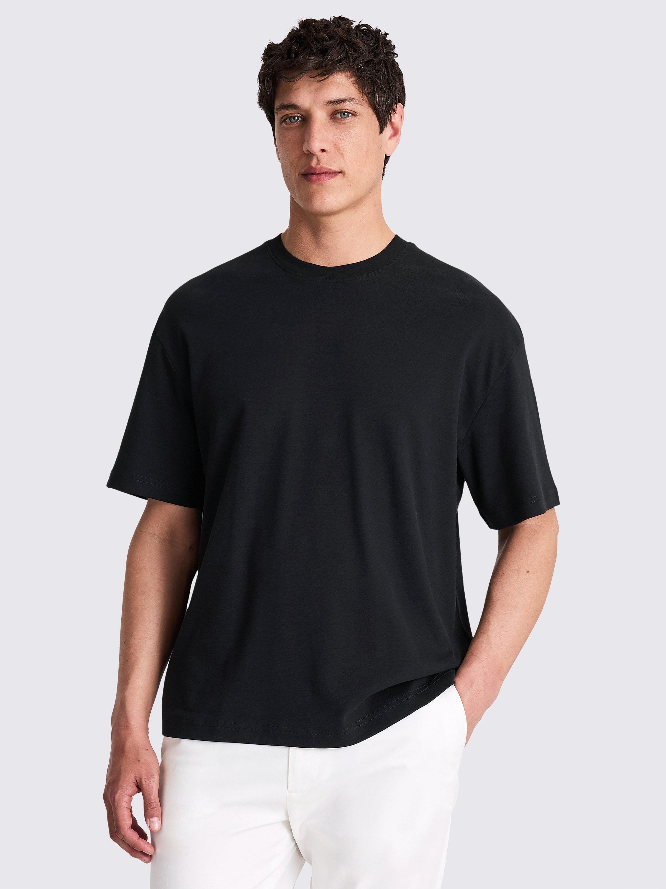 Product image 1 of 4, which shows Moss Heavy Cotton Regular Fit Short Sleeve T-Shirt, Black, S