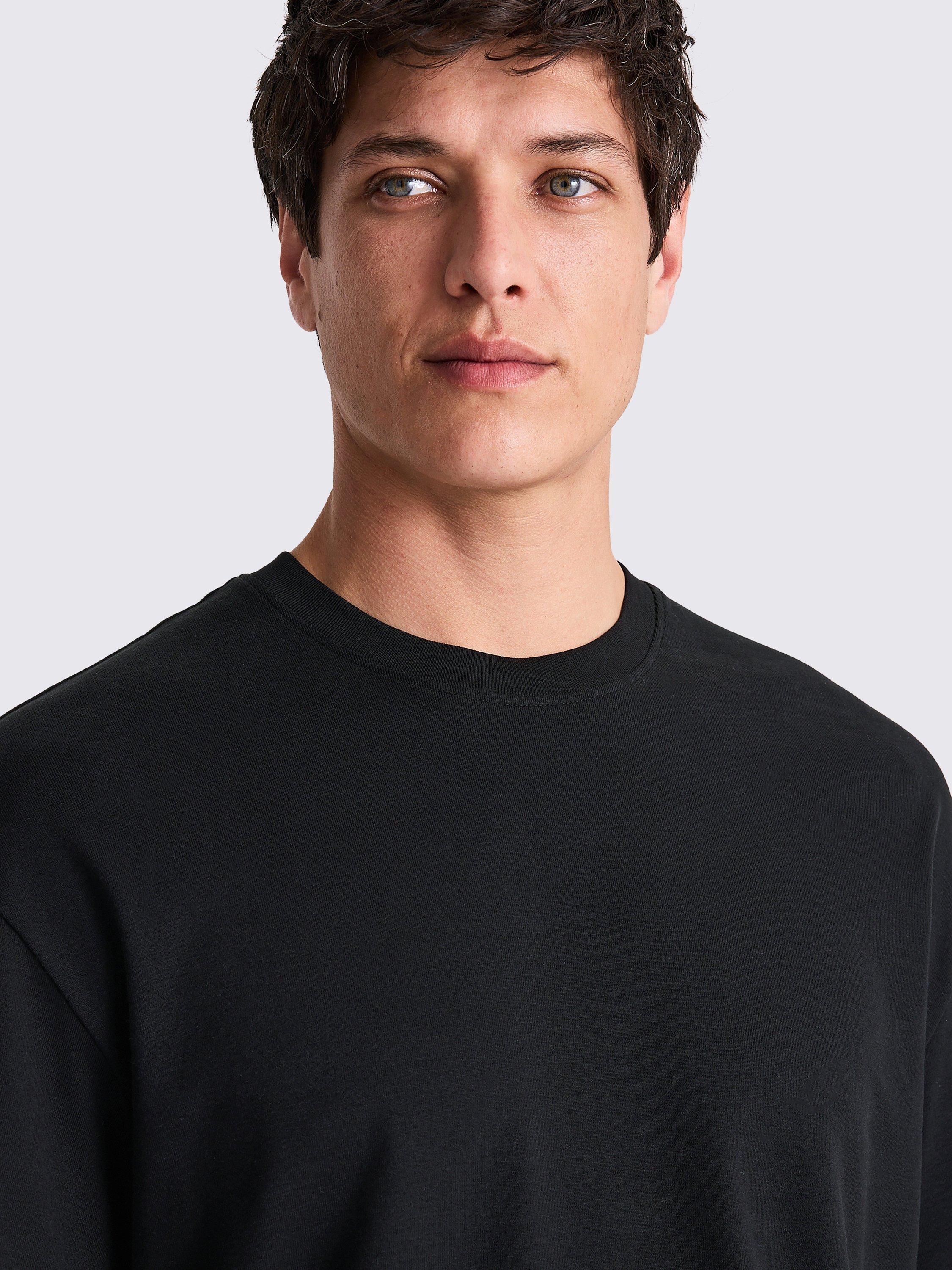 Product image 3 of 4, which shows Moss Heavy Cotton Regular Fit Short Sleeve T-Shirt, Black, S