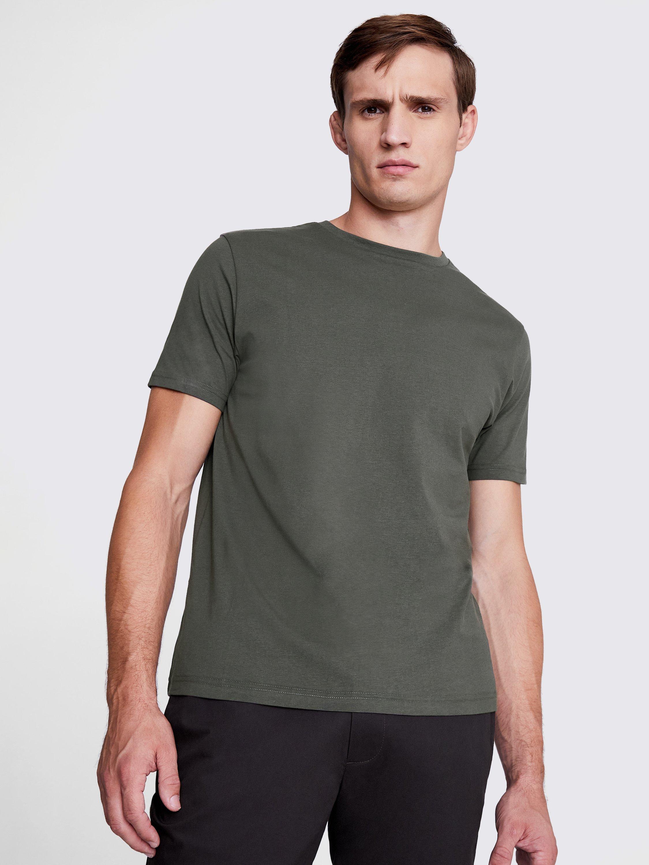 Product image 1 of 5, which shows Moss Cotton Regular Fit Short Sleeve T-Shirt, Green, S
