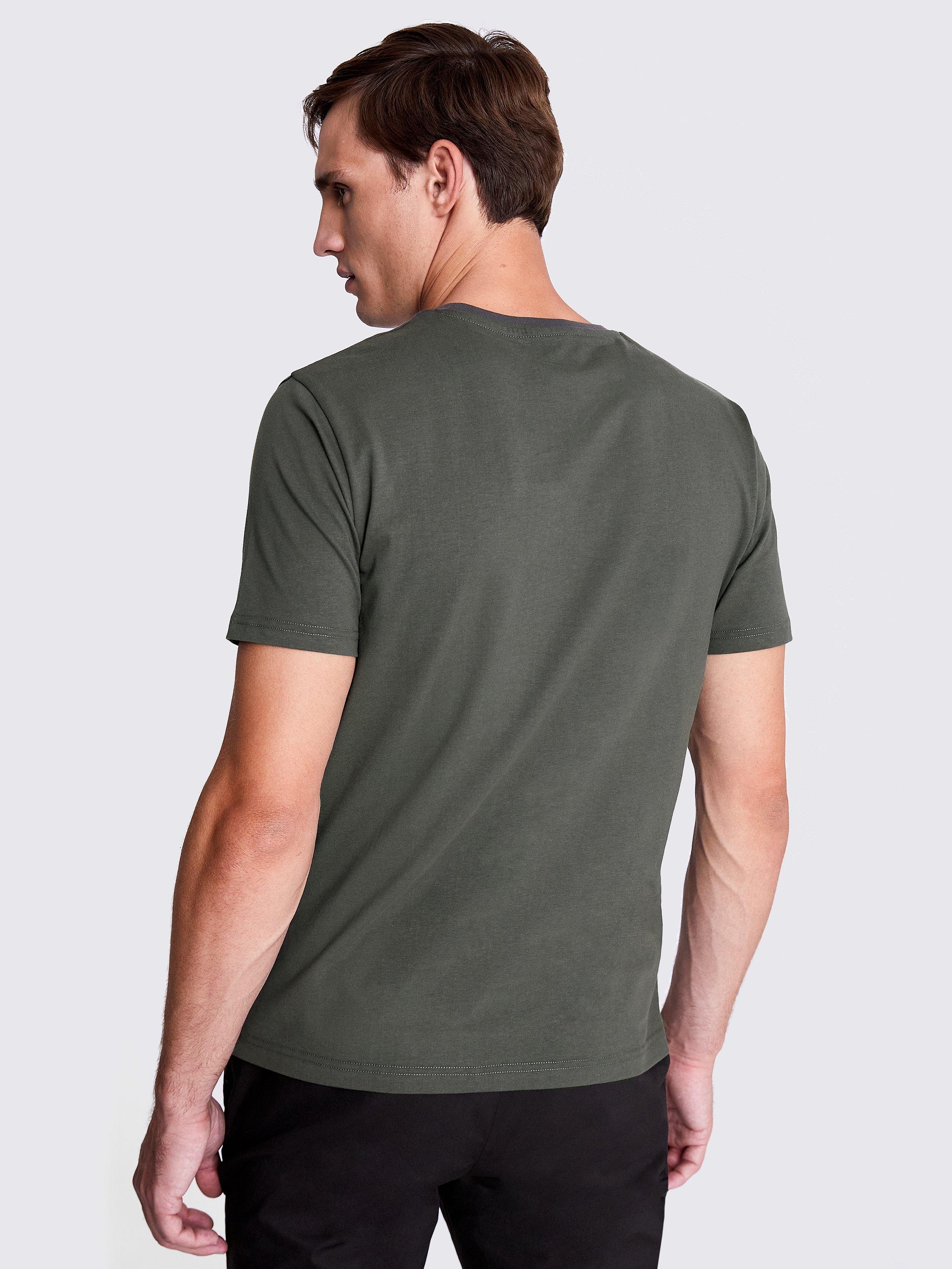 Product image 3 of 5, which shows Moss Cotton Regular Fit Short Sleeve T-Shirt, Green, S